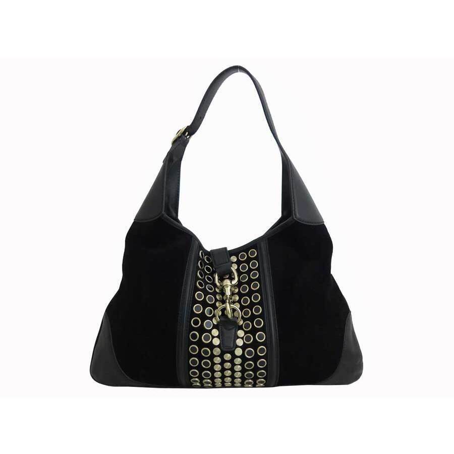 Gucci Bag Black Suede Leather Shoulder Hobo